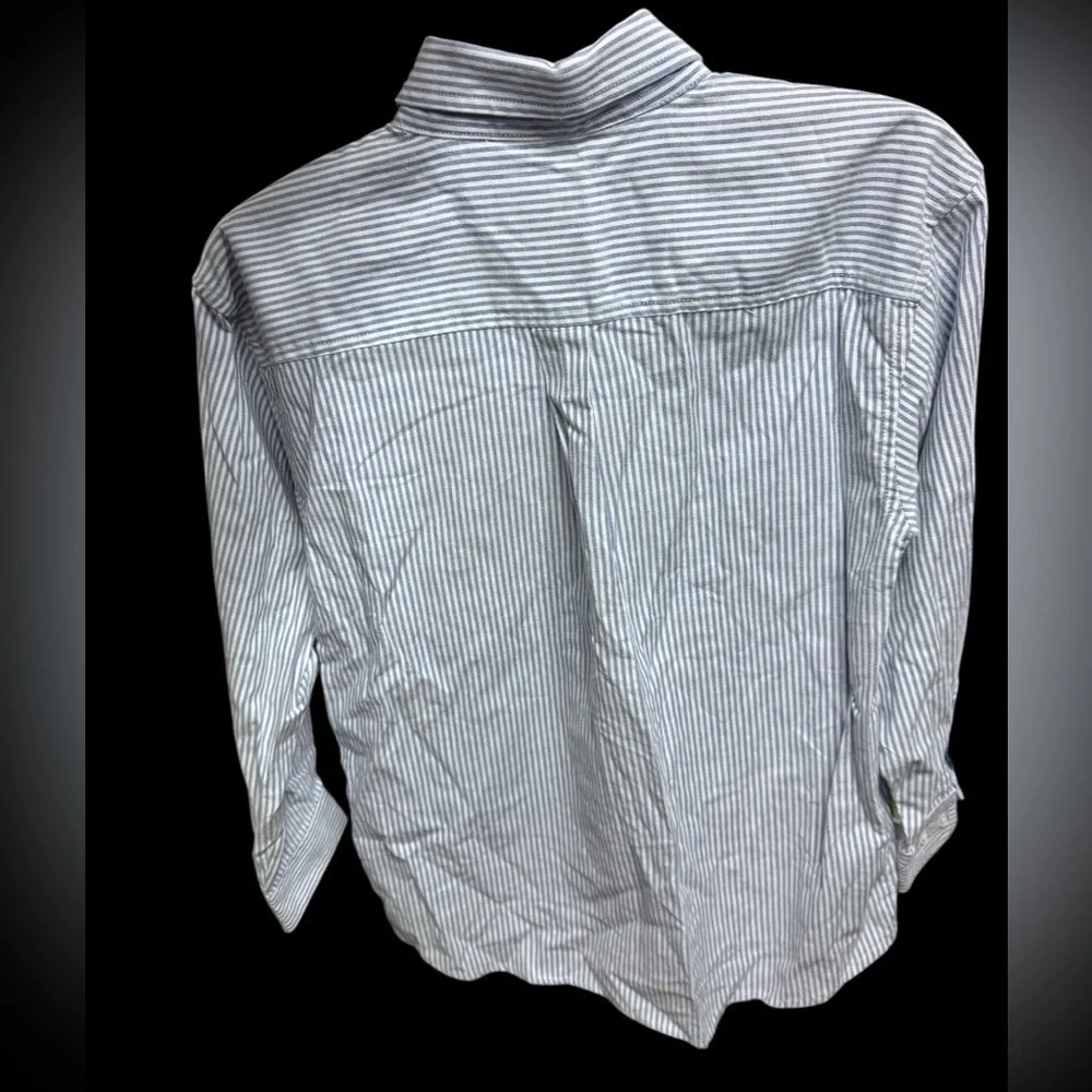 Talbots Kids Boy's Blue &White Stripe Button Down Shirt, XL k285